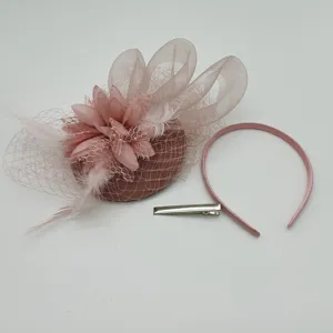 Vintage Fascinator Hat Mesh Feather Hair Clip Bow Headband Tea Party Prom Wedding Hair Accessories For Women