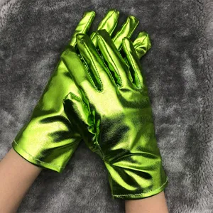 Metallic green gloves shiny costume gloves for cosplay stage performance party accessories.