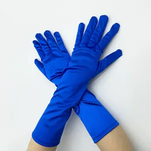 Königsblaue lange Satinhandschuhe für Damen, elegante Opernhandschuhe für Partys und Sonnenschutz.