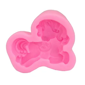 Pink silicone cartoon pony cake mold fondant baking tool for DIY soap and candle making