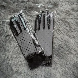 Women summer lace sun protection gloves short mesh polka dot wedding cycling gloves