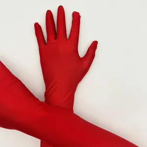 Red long satin gloves for women bridal wedding opera evening party 1920s vintage costume accessory