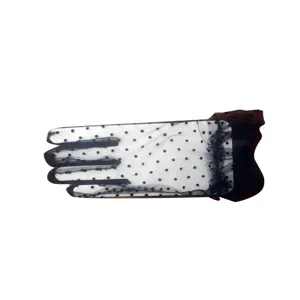 Women summer mesh short gloves sheer polka dot lace UV protection wedding driving gloves