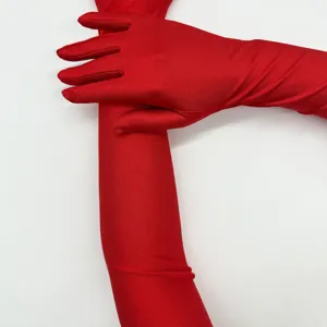 Long red satin gloves for women elegant evening opera 1920s vintage wedding party costume