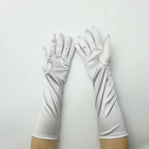 Damen lange Satin Handschuhe elegante Opern Stretch Spandex Abendparty Sonnenschutz