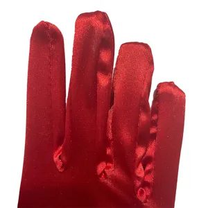 Rote Satin-Handschuhe für Damen, Hochzeitsfotografie, chinesisches Kostüm, elastisches Zubehör 94
