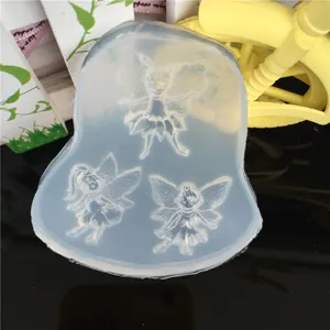 Mirror 3-cavity fairy silicone mold detail, clear resin mold for DIY phone case and jewelry.