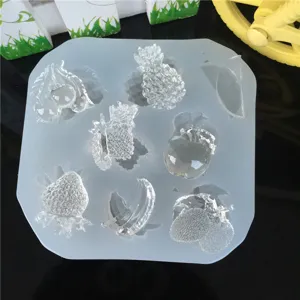 Glossy Fruit Series Silicone Mold For Resin Casting UV Epoxy Craft Clear Cherry Apple Banana Pineapple Pendant Clay Tray Mold