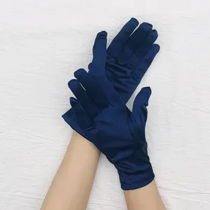 Short stretch satin gloves designed for evening parties, weddings, and formal performance events.