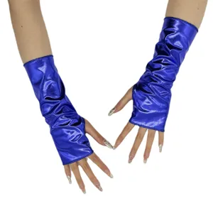 Glänzende Lackleder fingerlose lange Handschuhe für Cosplay und Halloween Kostümpartys.