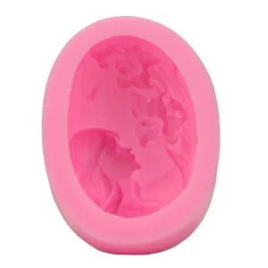 Rosa Silikon Mädchen und Blumen Kuchenform für DIY Fondant Backen und Seife herstellen.