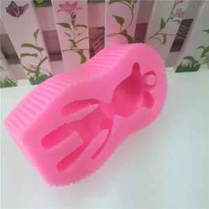 Pink bear silicone mold detail close-up for handmade soap candle casting DIY crafts.