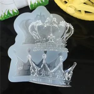 3D Kroon Siliconen Vorm Transparant Spiegeloppervlak Hars Gietvorm Voor DIY Handgemaakt UV Epoxy Klei Bakken Taart Decoreren Gereedschap