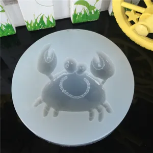 Molde de silicona redondo con bonito diseño de cangrejo para resina epoxi pegamento UV manualidades