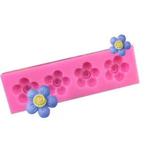 Kreative Rosa Silikon Blumen Kuchenform Vier Kavitäten Blütenblatt Fondant Backform DIY Handgemachte Zuckerbäckerei Schokoladen Dekoration Backwerkzeug Für Küche