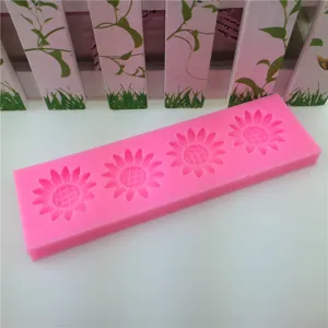 Stampo in silicone rosa a 4 girasoli per decorazione di torte fondente fai da te.