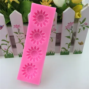 Stampo in silicone girasole rosa a 4 cavità per torta fondente e attrezzo fai da te