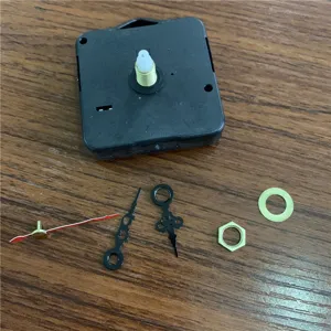 DIY quartz clock movement mechanism with stylish hands and hardware parts for handmade repair.