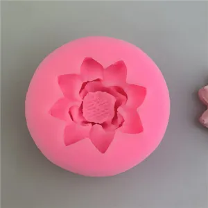 Close-up of pink lotus silicone mold showing intricate flower texture details for crafts.