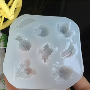 Fruit silicone mold for UV resin clay craft, translucent multi-fruit DIY handmade tool.