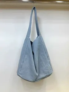 Casual light blue denim slouchy shoulder bag large capacity tote bag for women daily commute