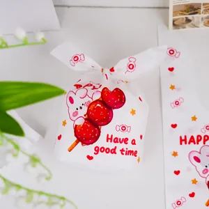 Cute cartoon rabbit tanghulu candy bags for baking cookies and nougat packaging 50pcs