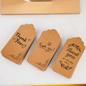 Retro Kraft Paper Thank You Gift Tags Jute Rope Vintage Hanging Labels For Baking Packaging Wedding Party Decoration