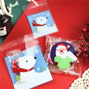 Weihnachten Bär Süßigkeiten Geschenk Verpackungsbeutel Detailansicht, festliche Plastiktüten 10x10cm