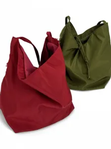 Casual slouchy nylon shoulder bag for women, large capacity daily commuting bucket handbag