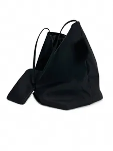Stylish black folded shoulder bag for women, large capacity minimalist tote for daily commuting.