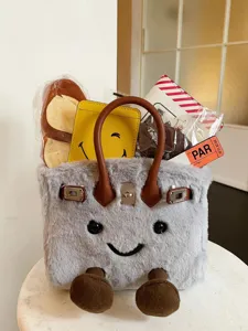 Cute Cartoon Smiley Plush Crossbody Bag Large Capacity Commuting Versatile Top Handle Handbag Women Shoulder Bag