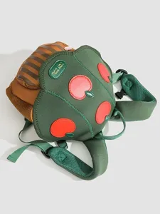 Süßer Kleinkind-Rucksack mit grünem Schildkröten-Design und roten Punkten, leichter Mini-Rucksack