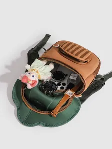 Niedlicher Pilz Kinder Rucksack, stilvoller braun-grüner Kinder Reise Schulrucksack.