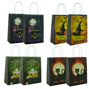 Halloween paper gift bag candy packaging party favor tote bag with handle sets