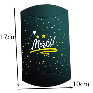 Black gold star pattern pillow gift box candy packaging box detail display showing size 17x10cm