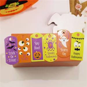 Halloween hanging tags set decorative bookmarks paper cards festive party supplies multi designs