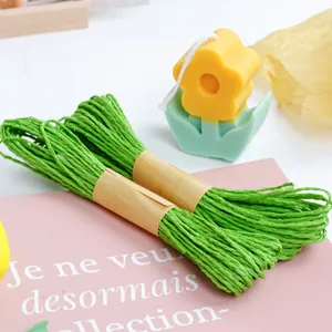 Handmade paper rope 2mm 2-ply green craft cord for DIY gift wrapping and weaving projects