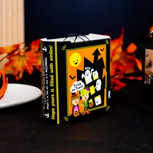 Halloween book shaped gift box candy packaging paper box detail view spooky design