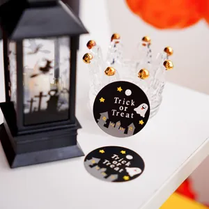 Halloween decorative hanging tags round paper cards for baking packaging gift greeting 100pcs