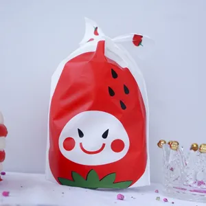 Sachet d'emballage motif de fraise mignonnne pour biscuits bonbons pâtisserie 50 pcs