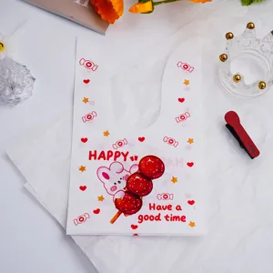 Cute bunny candy bag plastic packaging for cookies and bakery products, white color.