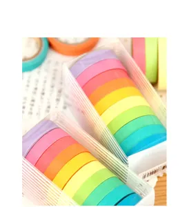 Farbenfrohes Washi Tape Set mit 10 Rollen Regenbogen Masking Tape fuer DIY Fotoalbum