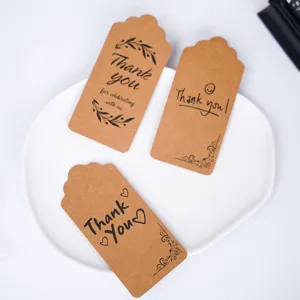 Retro kraft paper thank you tags for wedding party baking gift packaging decorations.
