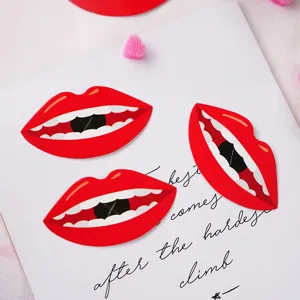 Valentine's day red lips lollipop decorative paper cards for DIY party gift wrapping.