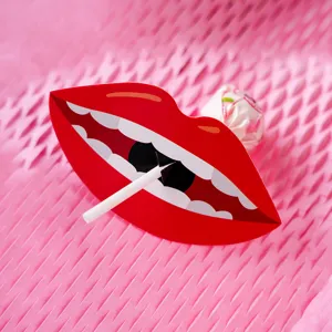 Valentine red lips lollipop paper card 50pcs DIY decorative party card main view
