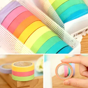 Buntes Washi Tape Set für Tagebuch und Basteln, süße dekorative Klebebandrollen.