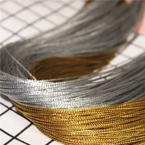 Gold and silver metallic cord string for DIY gift wrapping hang tag binding packaging rope.