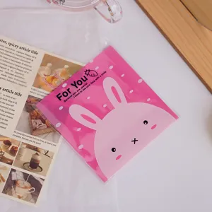 Suesse rosa kaenzchen selbstklebende kekse bonbon geschenk verpackung beutel detail