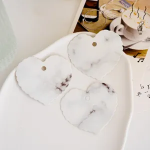 Minimalist Marble Pattern Paper Message Card Ins Light Color Flower Gift Hanging Tag Holiday Decoration Heart Round Wave Edge Writing Card