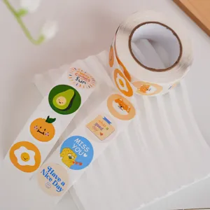 Cute cartoon hand-drawn round adhesive stickers for lovely journaling and daily decoration.